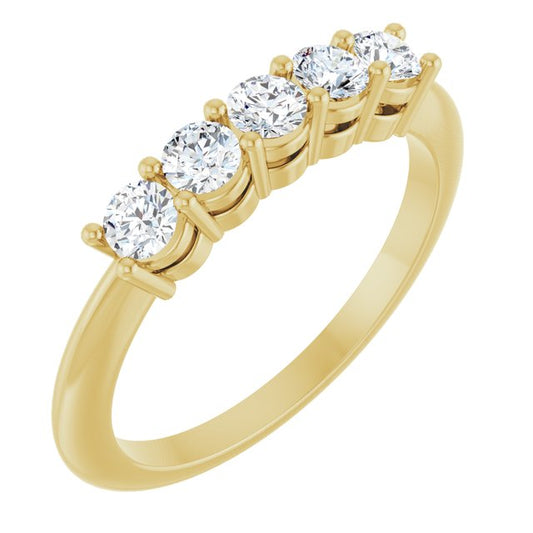 14K Yellow 1/2 CTW Lab-Grown Diamond Five-Stone Anniversary Band