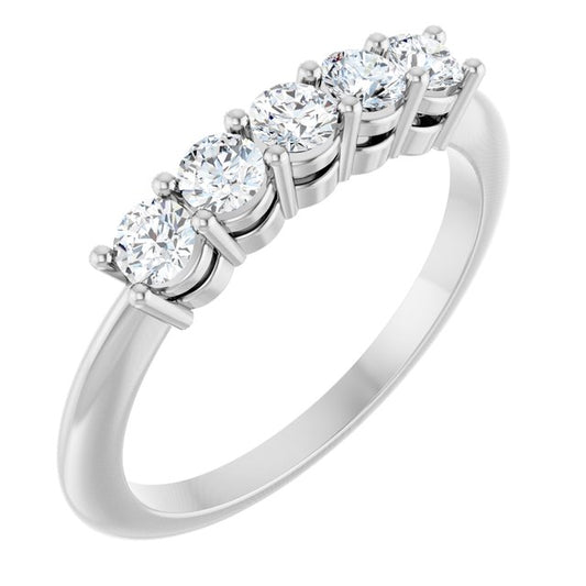 14K White 1/2 CTW Natural Diamond Five-Stone Anniversary Band