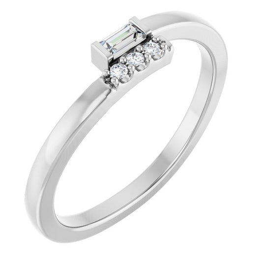 Platinum .07 CTW Natural Diamond Stackable Ring