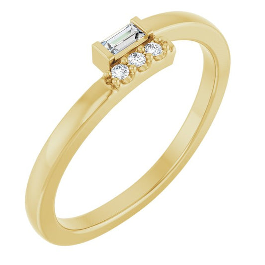 14K Yellow .07 CTW Natural Diamond Stackable Ring