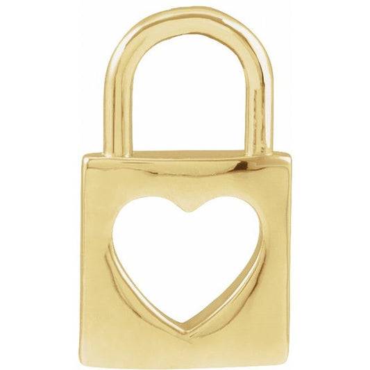 14K Yellow 13.6x9 mm Cutout Heart Lock Pendant