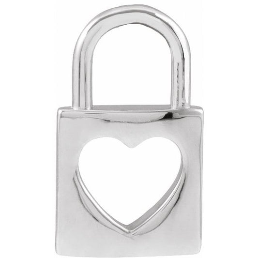 Platinum 13.6x9 mm Cutout Heart Lock Pendant