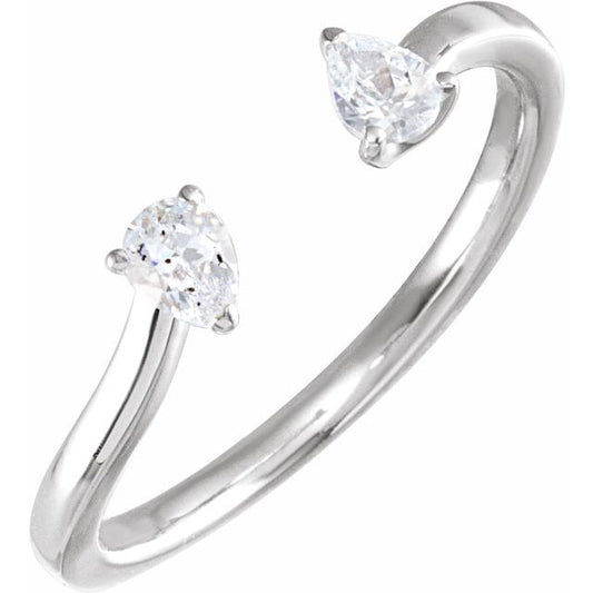 14K White 1/5 CTW Lab-Grown Diamond Two-Stone Ring