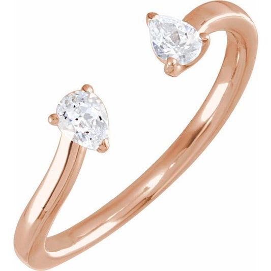 14K Rose 1/5 CTW Lab-Grown Diamond Two-Stone Ring