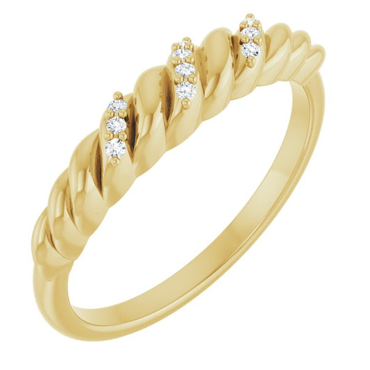 14K Yellow .04 CTW Natural Diamond Dome Ring