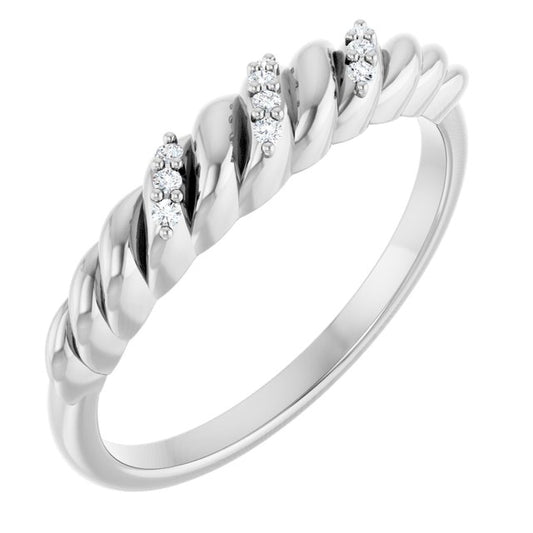 Sterling Silver .04 CTW Natural Diamond Dome Ring