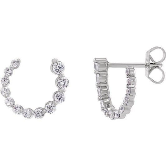 14K White 1/2 CTW Natural Diamond Front-Back Earrings