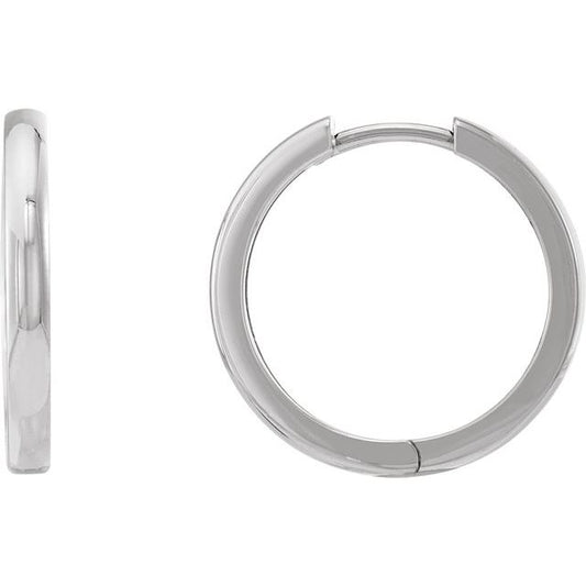 14K White 20 mm Hinged Hoop Earring