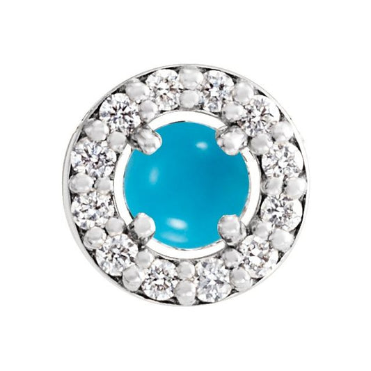 Platinum Cabochon Natural Turquoise & .06 CTW Natural Diamond Halo-Style Pendant