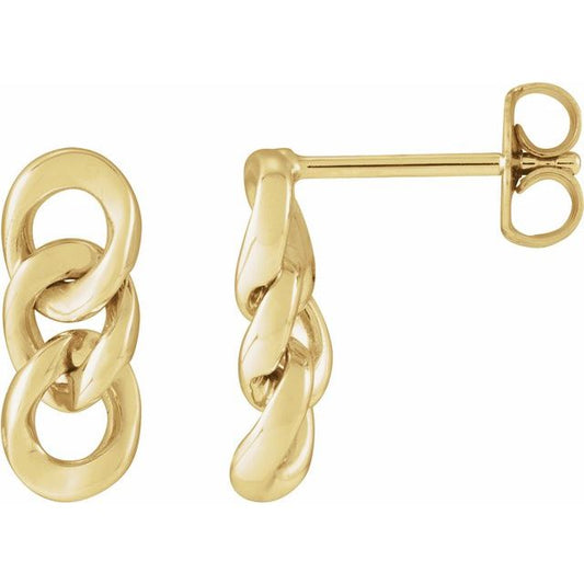 14K Yellow Curb Chain Link Earrings