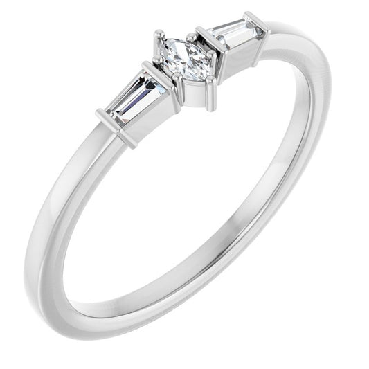 Platinum 1/6 CTW Natural Diamond Semi-Set Stackable Ring