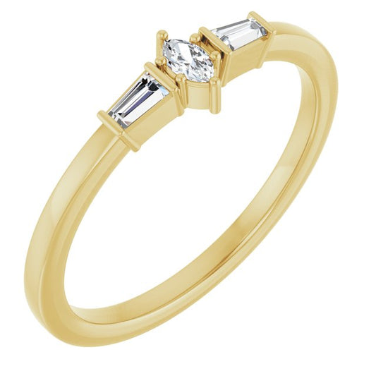 14K Yellow 1/6 CTW Natural Diamond Semi-Set Stackable Ring