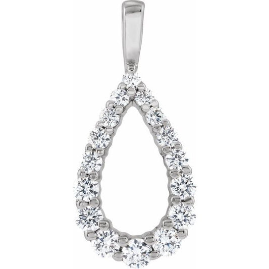 14K White 1/3 CTW Lab-Grown Diamond Pendant