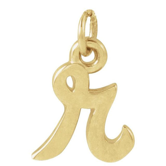 14K Yellow Petite Initial R Pendant