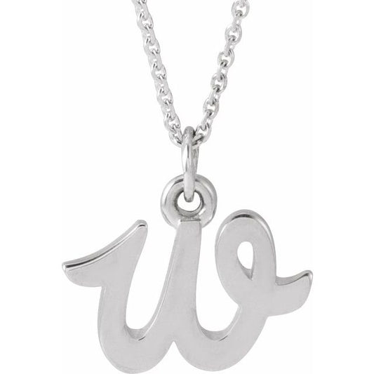 14K White Petite Initial W 16