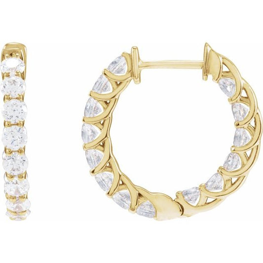 14K Yellow 2 1/5 CTW Lab-Grown Diamond Inside-Outside Hoop Earrings