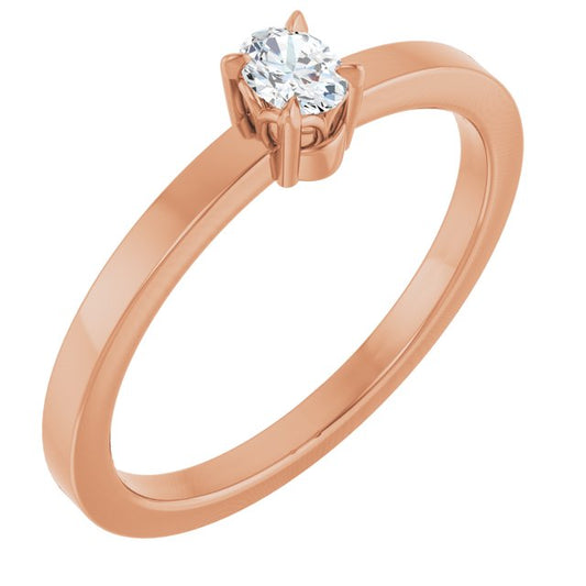 14K Rose 1/6 CT Natural Diamond Ring