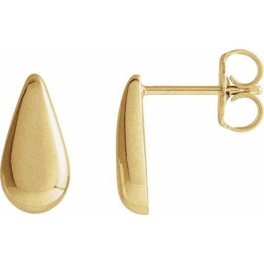 14K Yellow Teardrop Stud Earring