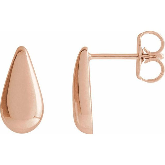 14K Rose Teardrop Stud Earrings