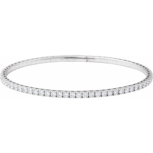 14K White 3 CTW Natural Diamond Flexible Bangle 7