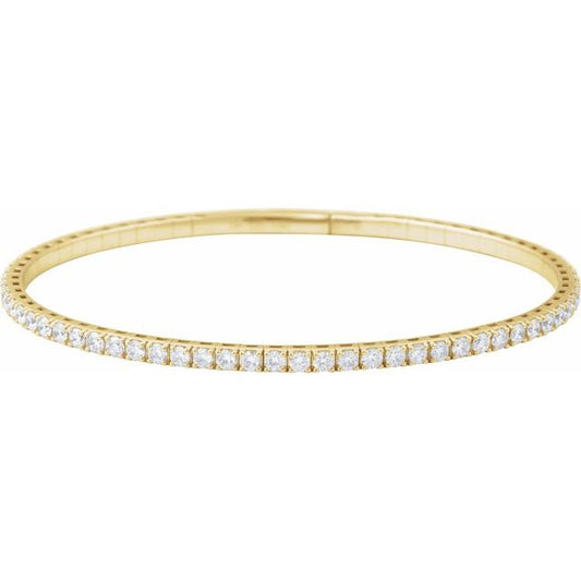 14K Yellow 3 CTW Natural Diamond Flexible Bangle 7