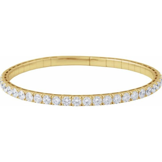 14K Yellow 5 CTW Lab-Grown Diamond  Flexible Bangle 7