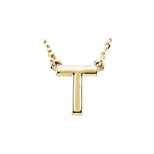 14K Yellow Block Initial T 16