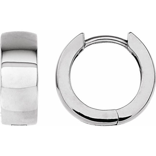 Platinum 14 mm Hinged Hoop Earrings