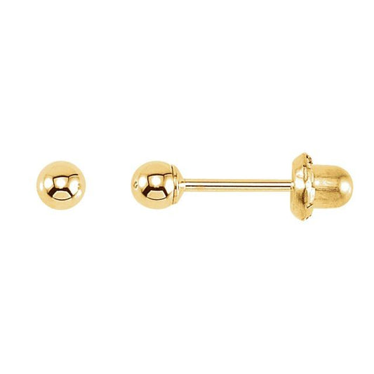 14K Yellow Ball Stud Piercing Earrings