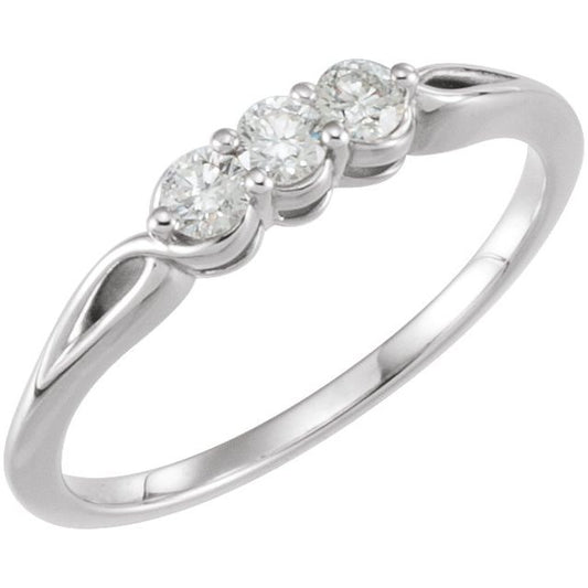 14K White 1/4 CTW Natural Diamond Three-Stone Ring