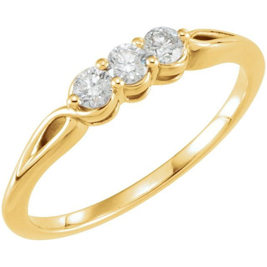 14K Yellow 1/4 CTW Natural Diamond Three-Stone Ring