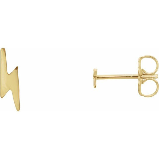 14K Yellow Lightning Bolt Earrings