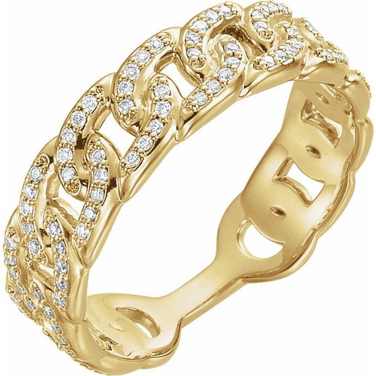 14K Yellow 1/4 CTW Natural Diamond Stackable Link Ring