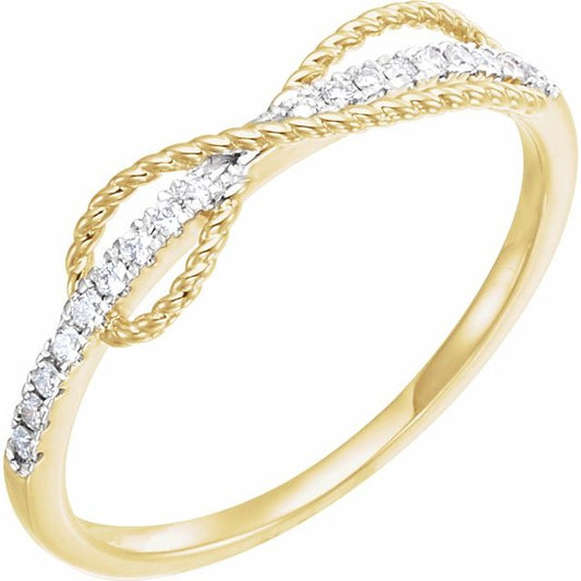 Rhodium-Plated 14K Yellow 1/10 CTW Natural Diamond Infinity-Inspired Ring