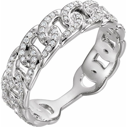 Platinum 1/4 CTW Natural Diamond Stackable Link Ring