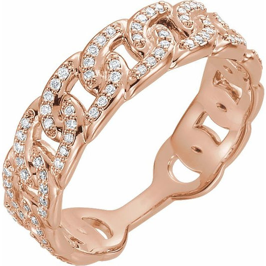 14K Rose 1/4 CTW Natural Diamond Stackable Link Ring