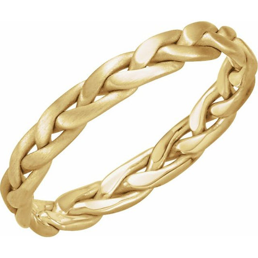 14K Yellow 3.5 mm Hand-Woven Band Size 5