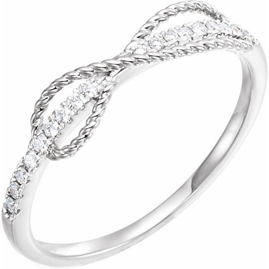 14K White 1/10 CTW Natural Diamond Infinity-Inspired Ring