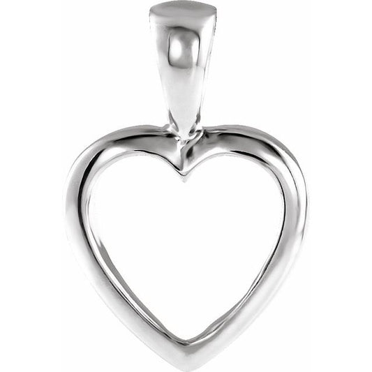 14K White 15x10 mm Open Heart Pendant