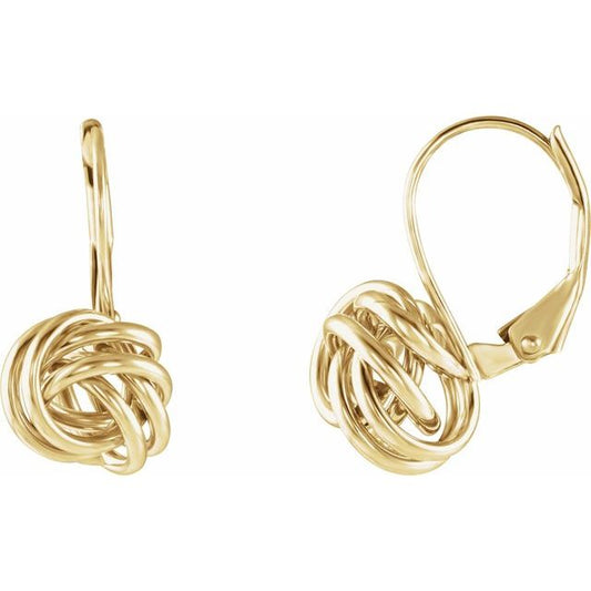 14K Yellow Lever Back Knot Earring