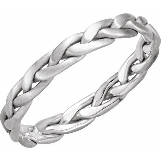 Platinum 3.5 mm Hand-Woven Band Size 6.5