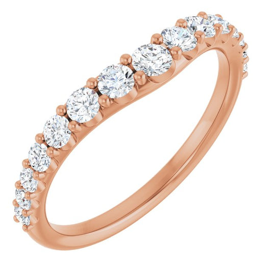 14K Rose 1/2 CTW Natural Diamond Contour Band