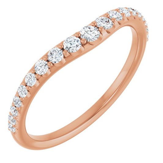 14K Rose 1/2 CTW Lab-Grown Diamond Graduated Contour Band