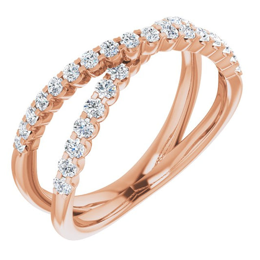 14K Rose 1/2 CTW Natural Diamond Criss-Cross Ring