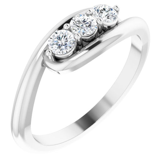 Platinum 1/4 CTW Natural Diamond Three-Stone Bypass Ring