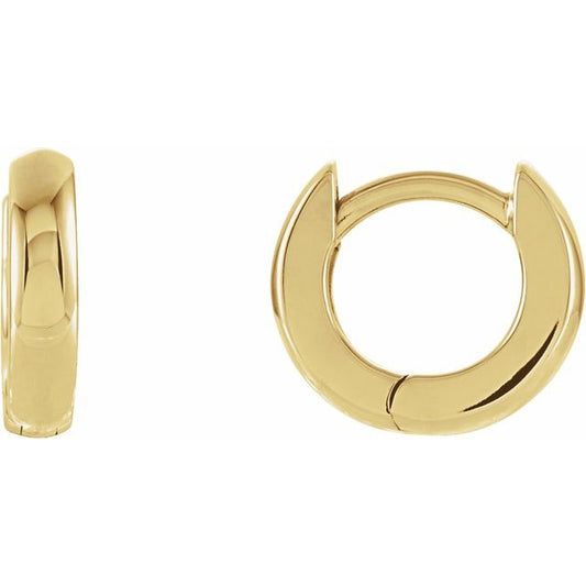 14K Yellow 9.5 mm Hinged Hoop Earrings