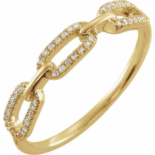 14K Yellow 1/6 CTW Natural Diamond Chain Link Ring