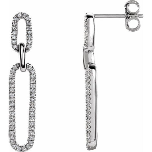 14K White 1/3 CTW Natural Diamond Link Earrings