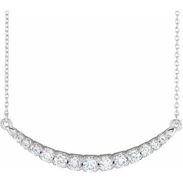 14K White 3/4 CTW Lab-Grown Diamond French-Set Bar 18" Necklace