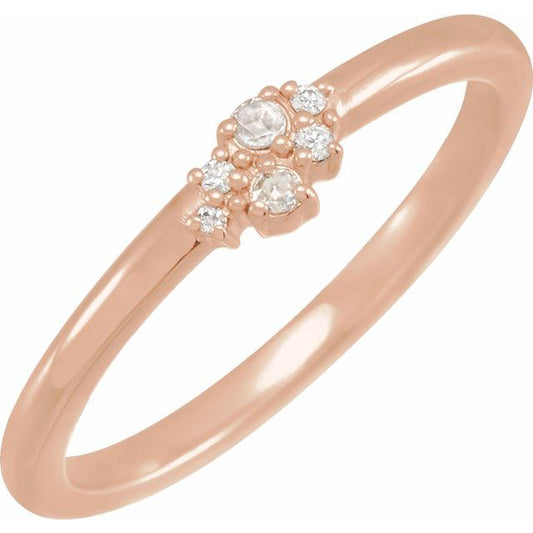 14K Rose .04 CTW Rose-Cut & Faceted Natural Diamond Stackable Ring